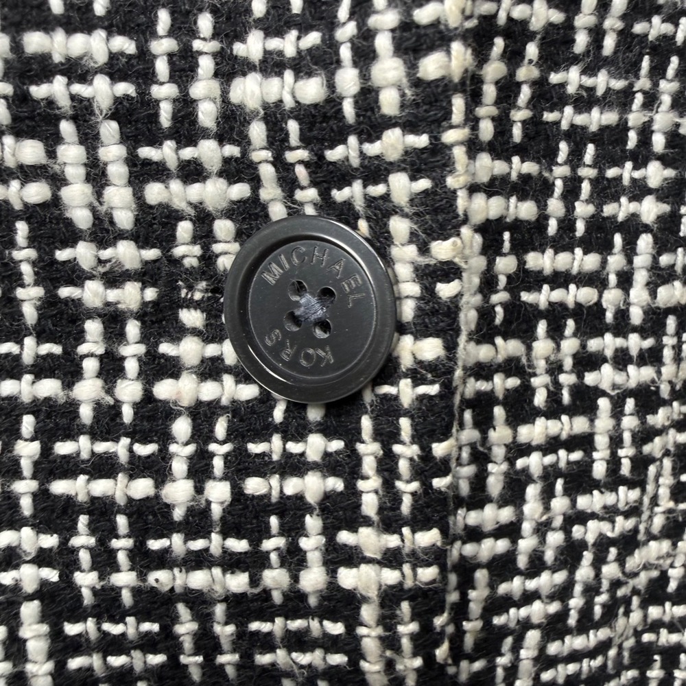 Michael Kors Black White Tweed Blazer Jacket Three Button Pocketed Size 6 - Picture 4 of 10